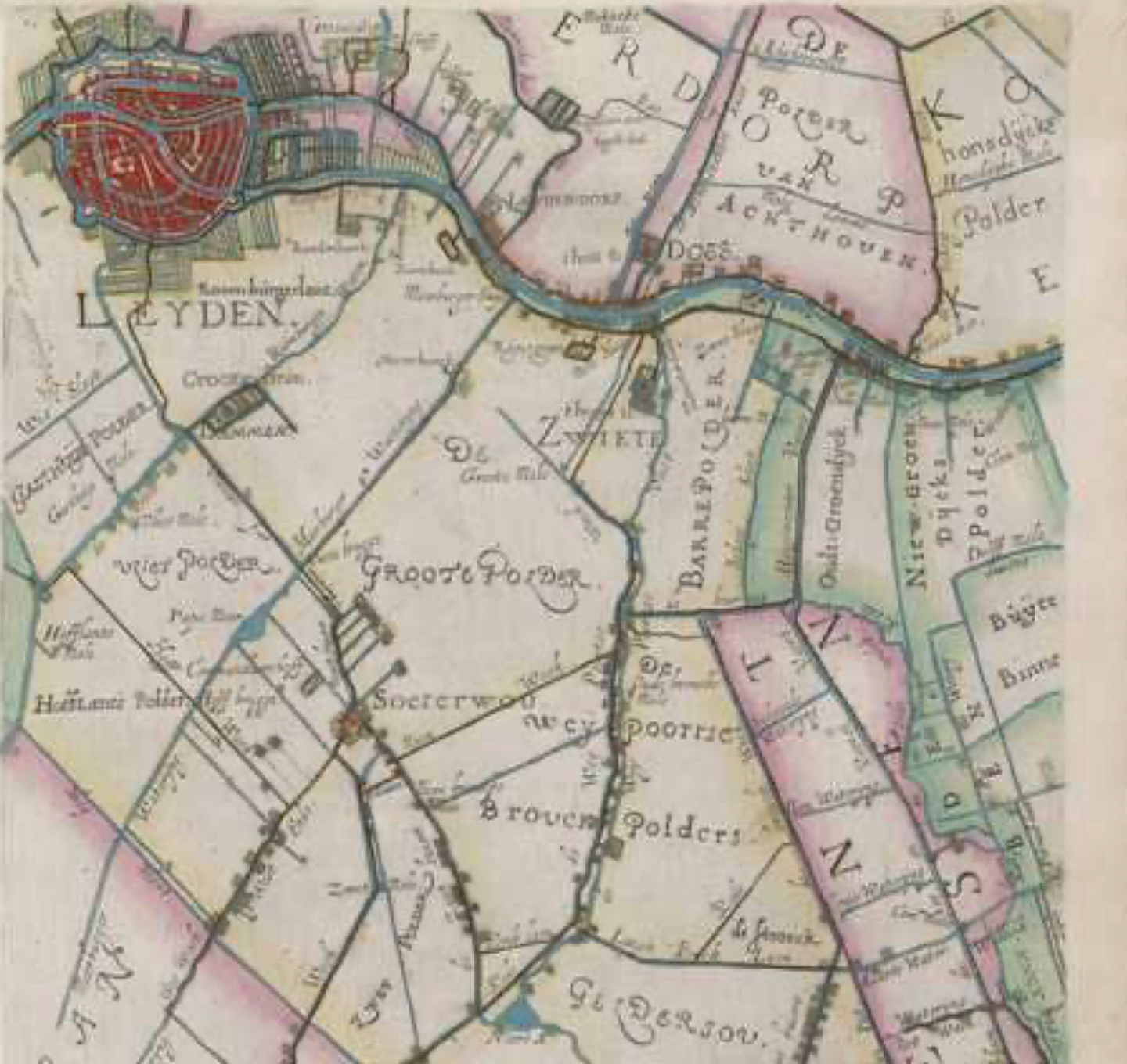 Historische kaart Leiden